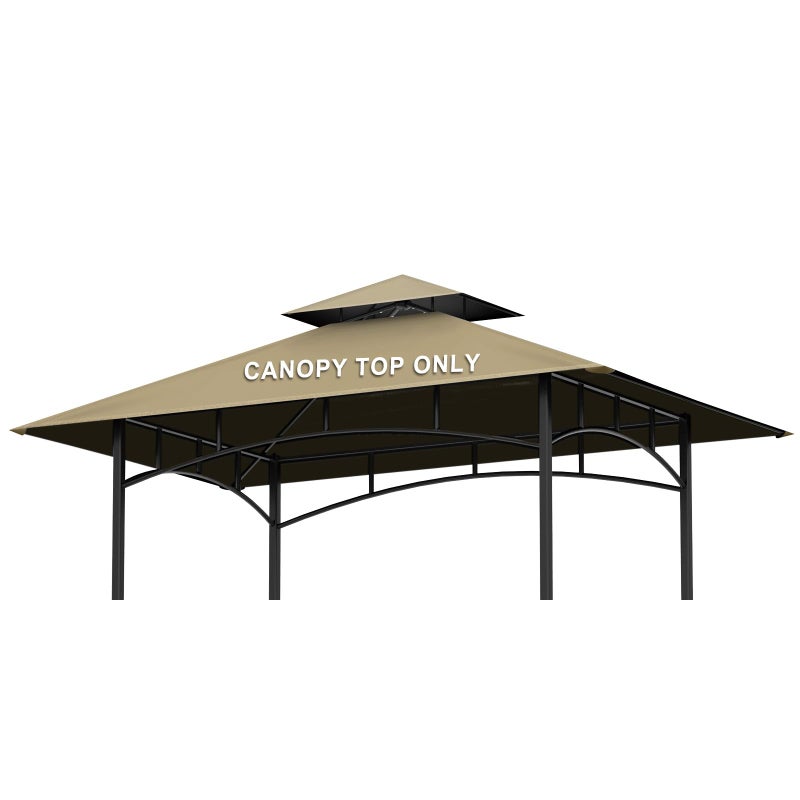 aonear Grill Gazebo Replacement Canopy Top - AONEAR 5'x8' Outdoor BBQ Tent Roof Cover Double Tiered Outdoor Grill Shelter Fit for Model L-GG001PST-F (Khaki) - Image 1